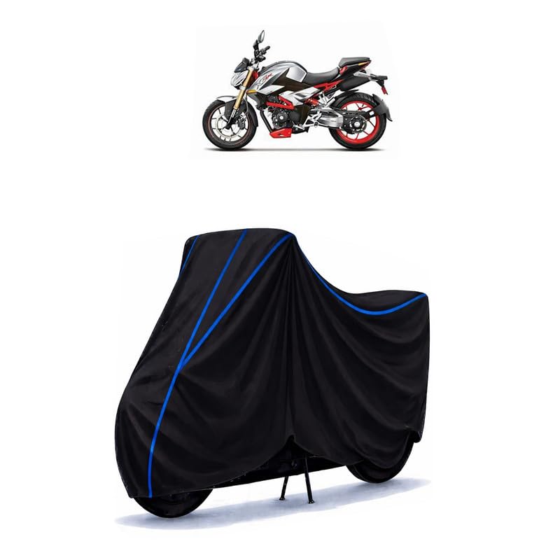 Image of Hero Xtreme 300 S Bike Cover Water Resistant Universal Motorcycle Rain | Heavy Duty UV Protection, Dust, Scratch Indoor Outdoor All Weather with Black Blue Piping Elastic