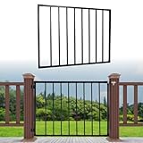Heavy-Duty Deck Fence Gate, 38' H x 48' W, Rust-Resistant Black Powder-Coated Metal Gate for Patio, Yard & Residential Fence