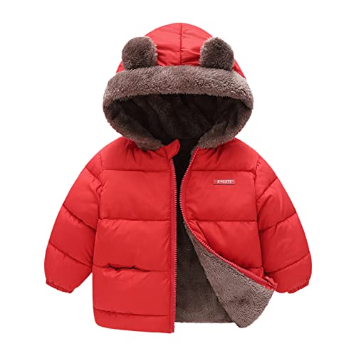 Children Down Coats Toddler Boy Girl Winter Coat Bear Ear Hooded With Pocket Jacket Two Sided Wear Fleece Outerwear