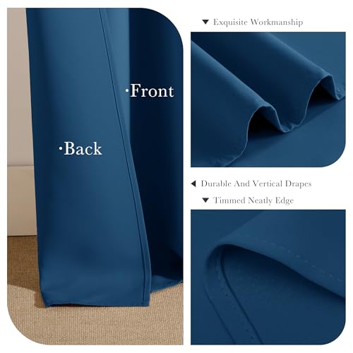 Image of PONY DANCE Small Blackout Curtains for Bedroom - Room Darkening Thermal Insulated Window Draperies for Living Room Kitchen Home Office Bathroom Cafe, Wide 42 x Long 36, Ink Blue, 1 Pair
