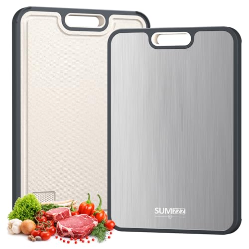 Sumzzz Titanium Cutting Board for Kitchen, Cutting Board Double Sided Food Grade, Pure Titanium/PP, Easy to Clean Large Size 15”×10.3”