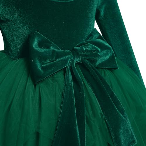 IBTOM CASTLE Girls Velvet Dress Christmas Party Dress Toddler Xmas Birthday Outfit Tulle Tutu Dress Bowknot Fall Winter4