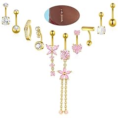 Gold Pink Belly Button Rings