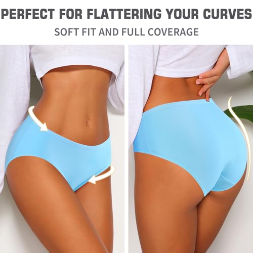 Image of Eiggam Women's Cotton Bikini Panties,High-Cut Full Coverage Stretch Cool Underwear for Women