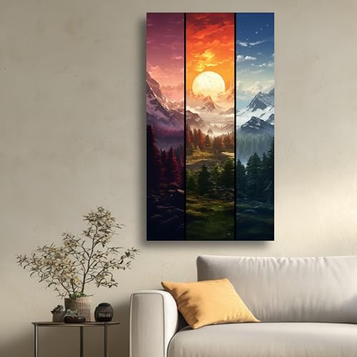 Tableau triptyque paysage de montagne pour mur de salon vide - 4