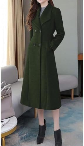 ebossy Women's Shawl Lapel Double Breasted Casual Loose Winter Warm Maxi Long Pea Coat