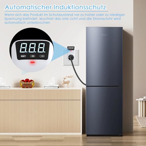 Spannungsschutz, Überspannungsschutz-Steckdose, Hochleistungs-Spannungsregler für Ganze Hauswand für Zuhause, Büro, Reisen, LED-Kontrollleuchte, 3680W