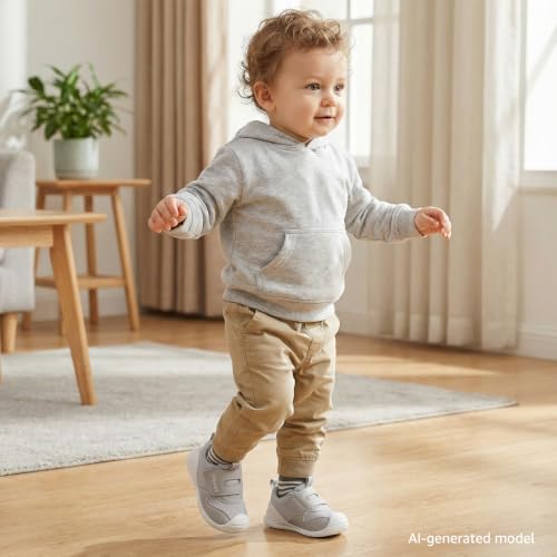 Image of STQ KIDS Baby Walking Shoes with Wide Toe Box Shoes for 6 12 18 24 Months | Baby Barefoot Shoes With Adjustable Hook-And-Loop Straps For First Steps and Daily Wear