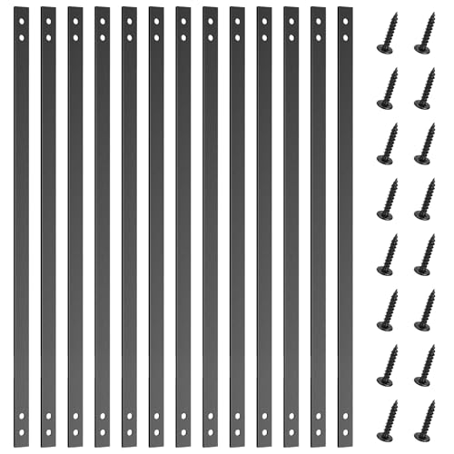 EEURAO 26 Pack Deck Spindles 36"X1", Flat Straight Porch Railing Kit with Screws, Heavy Duty Black Metal Decking Balusters for Wood and Composite Deck for Indoor Outdoor Stairs Patio Porch