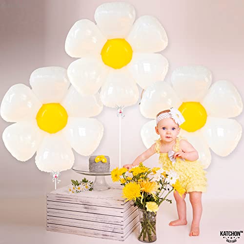 Katchon, Daisy Balloons For Daisy Party Decorations - Big 30 Inch | Daisy Balloon Garland For Floral Party Decorations | Two Groovy Party Favors | Flower Balloon Arch For Daisy Birthday Decorations #TOP4