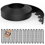 Picture of ESOHOT 40FT Landscape Edging,Heavy-Duty 2 in Tall No-Dig Garden Edging with 90 Spikes for Lawn Edging and Flower Beds (Black, 40FT)