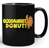BootsTees Goddamnit Donut Mug with Dungeon Crawler Carl Princess Donut Quote, 11oz Black Ceramic Coffee Cup with Funny Saying and Book Graphic