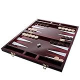 Backgammon Set by Classic 14' Folding Wooden Board Game with 30 Checkers, Doubling Cube, Dice