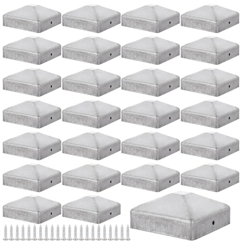 APACALI 30PCS Fence Post Caps 2.7 x 2.7inch, 71 x 71mm Fence Post Toppers, Deck Post Caps, Fence Post Covers for Fence Post Protection and Decoration, Silver