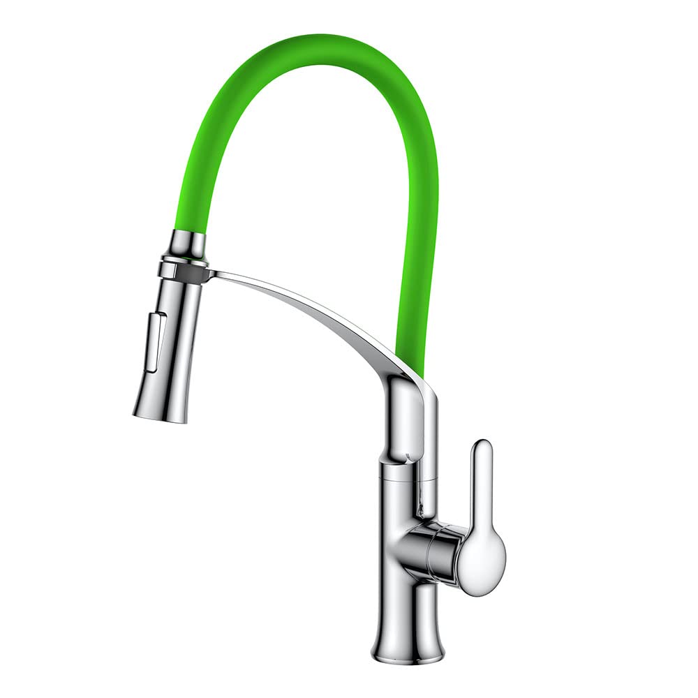 Rubinetti da bar moderni, rubinetto per lavello in acciaio inox, collo in gomma blu, rubinetto per acqua monocomando e monoforo con spruzzatore a discesa, 2 modalità di flusso dell'acqua per cucina,