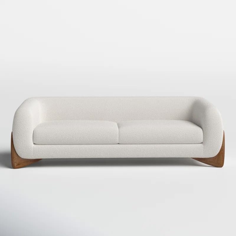 Image of LEGACY OF COMFORT Amala 80 inch Upholstered 3 Seater Sofa Three Seater Sofa with Wooden Legs for Living Room Hotels & Offices (White)