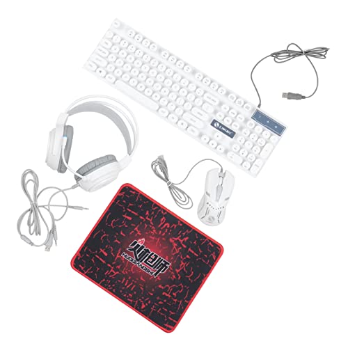 Phantasmia エルゴノミック設計バックライトゲーミングキーボード ? RGB発光有線キーボード マウスセット、人間工学に基づいた操作性で長時間ゲームに最適 (44X14X4CM,ホワイト)