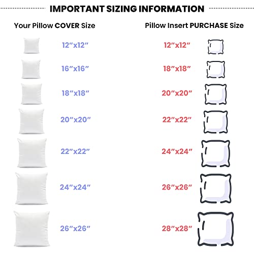 Foamily Waterproof Outdoor Pillow Inserts 18x18 in, Set of 4 for Decorative Pillows, Lumbar Filler and Forms, Made in USA