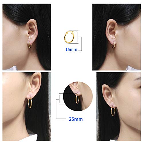 Cvayu 4 Pairs Stainless Steel Round Hoop Cute Huggie Earrings For Women Girls Small Hoop Earring Set(10Mm,15Mm,20Mm,25Mm) (Silver Tone-4Pairs) #TOP4