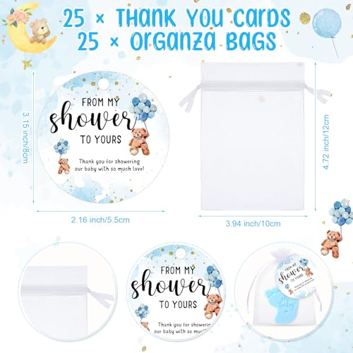 Image of 25 Sets Baby Shower Soap Favors for Guests Girl Boy Mini Footprint Handmade Scented Soaps with Thank You Tags and Organza Bags for Shower Gender Reveal Party Favors(Blue)
