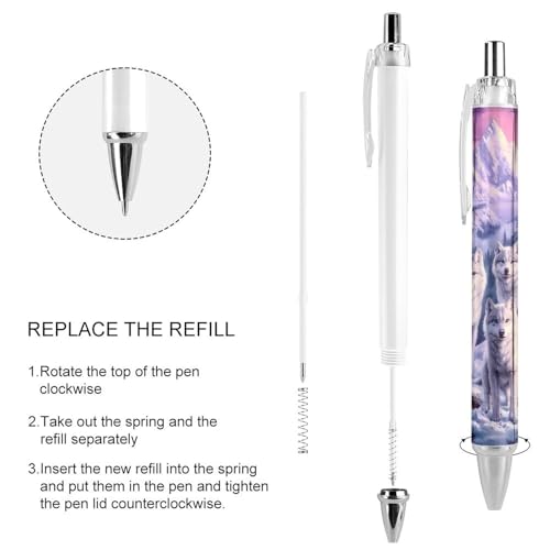 Stylos à bille noirs et violets à pointe fine 0,5 mm Wolf Mountains rétractables - 4