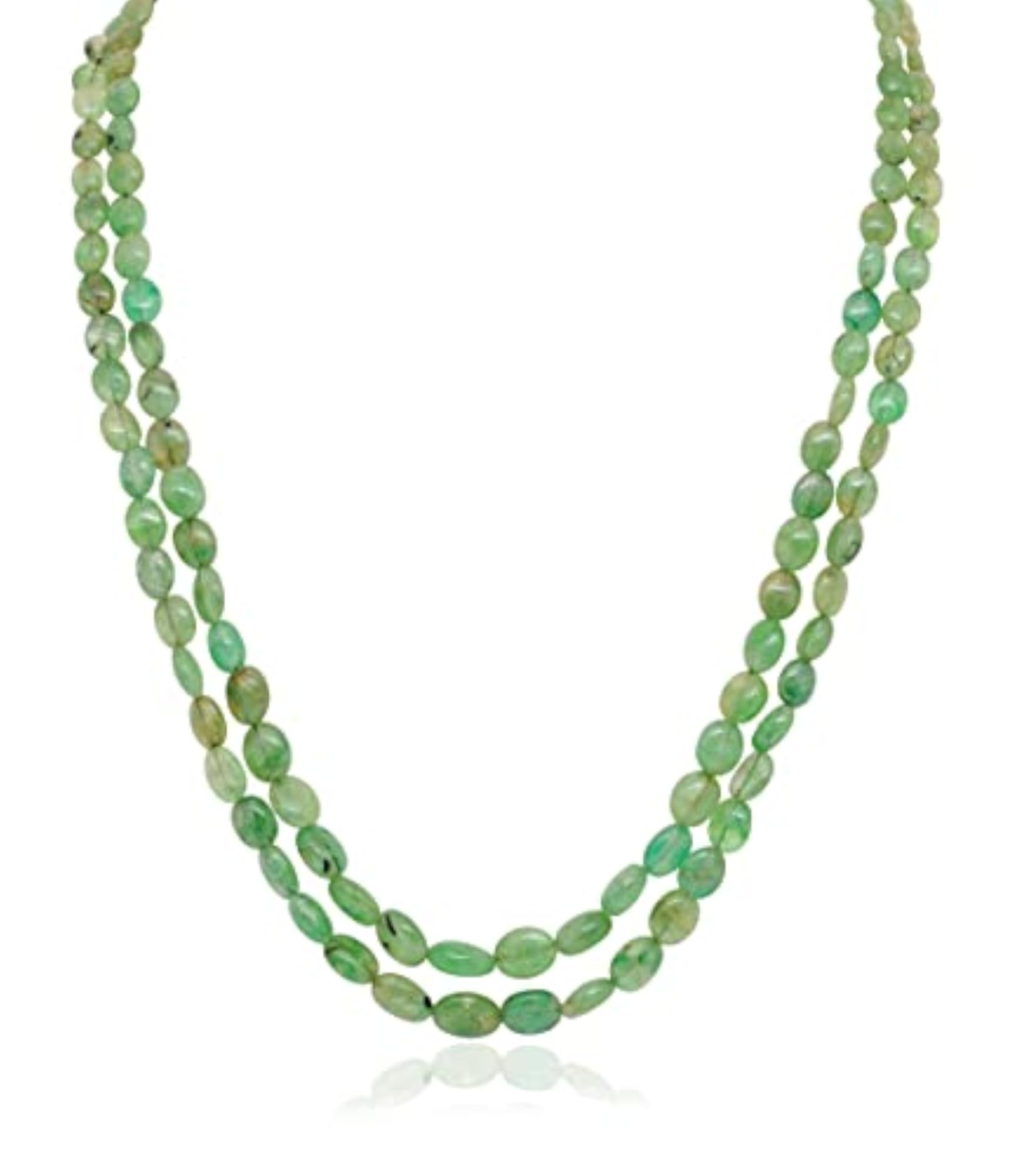 Jaipur Emerald Gemstone Oval Bead Necklace