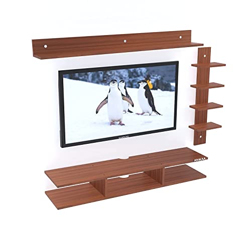 Image of Anikaa Sunray Engineered Wood Wall Mount TV Unit /TV Stand /Wall Set Top Box Stand /TV Cabinet /TV Entertainment Unit (Walnut)(Ideal for Upto 50 inch)(D.I.Y)