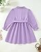 Girls Fall Dresses Toddler Purple Long Sleeve Dress Button Up Casual Playwear Outfits Kids Fashion Gifts Set Winter 5t 6t Girls Clothes