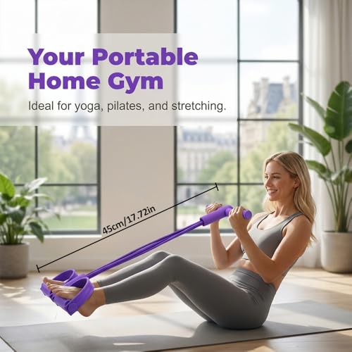 Image of Multifunction Pedal Resistance Band with Handles, 50lbs Heavy Duty Elastic Exercise Bands for Legs Arms Abdomen, Portable Fitness Resistance Tubes for Home Gym Yoga Strength Training
