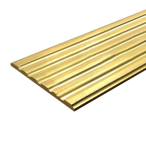 Perfil de Protección de Peldaños Borde de Escalera de Latón Macizo Resistente al Agua y Dorado, Protector de Borde de Escalera de Metal Personalizable para Pendientes/Rampas, Baldosas(W57mm(2.2″))