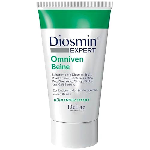Creme Durchblutung Beine Dulàc, Gegen Schwere Beine, Krampfadern und Besenreiser - Kühl Durchblutungsfördernde Creme mit Diosmin, Rosskastanie, Rote Weinrebe, Mäusedorn - Omniven Beine