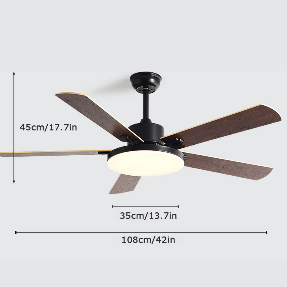 Moddeny Deckenventilator Mit LED Licht - 42 Zoll, Fernbedienung | Holz-Design