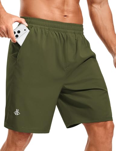 ASPO Men's Running Shorts 9 Inch Quick Dry Gym Shorts Army Green 3XL