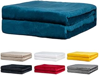 Rendiele Fleece Throw Blankets Super Soft Flannel Fleece Blankets Fluffy Warm Solid Color Blankets for Bed and Sofa, Black, 125x150cm