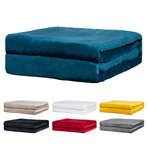 Rendiele Couvertures Polaires- Couvertures Polaires de Flanelle Super Douce - Couvertures de Couleur Unie pour Le lit et Le canapé, 125x150 cm Cover