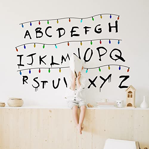 Vinyl Wall Decals Alphabets Abc Wall Stickers Peel And Stick For Game Room Horror Themed Party Decor For Stranger Things Wall Art Murals Decor For Bars Restaurants Cafes Pubs #TOP6