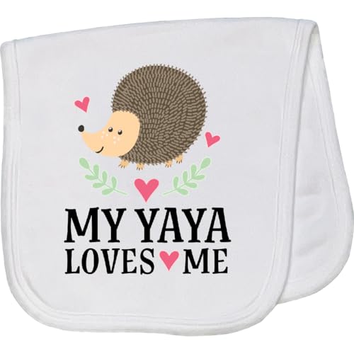 inktastic My Yaya Loves Me Granddaughter Hedgehog Baby Burp Cloth White 45652