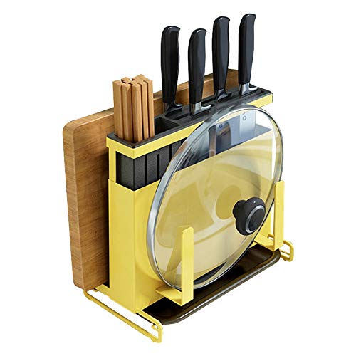 Goscrazy Stainless Steel Universal Knife Block Holder,Modern Rectangular Design Knife Storage Chopping Board Holder with Drainboard,Multifunctional Space Saver Knife Holder Countertop Organizer