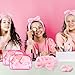 Hoteam 30 Pcs Sleepover Party Supplies Valentine Galentine Gift 6 Pink Spa Headband 6 Pink Plush Sleep Eye Mask 6 Velvet Scrunchies 6 Wristband 6 Clear Cosmetic Bags for Slumber Spa Party Favor