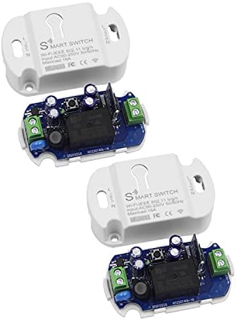 16A Basic Wireless Smart Switch，Wi-Fi Light Switch Compatible with Alexa & Google Home & SmartThings,FCC Certified,No Hub Required Support DIY Module (2 pcs)