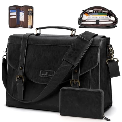 RAINSMORE Vintage PU Leather Messenger Bag