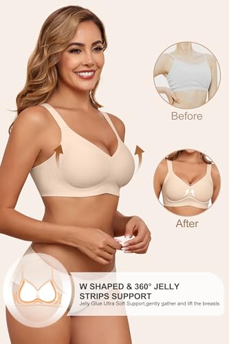 Image of HORISUN Wireless Bras for Women Soft Comfortable No Underwire T Shirt Bra Seamless Full Coverage Bras with Support