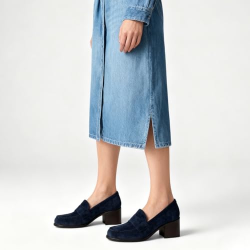 Image of SHODENSE Women Vintage Chunky Heel Loafers Pumps Platform Round Closed Toe Oxford Shoes Burnished Patent Matte Suede Slip On Dress Loafer Block Stacked Heels Office Formal Work Business 4-11 M US