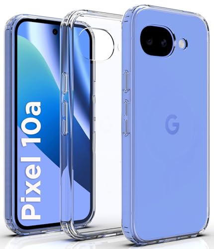 Image of RIGGEAR Shockproof Clear Hybrid Armor Back Cover Case Compatible with Google Pixel 10a (Transparent PC and TPU Bumper)