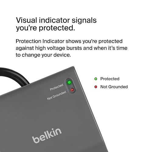 Image of Belkin - 12 Outlet Power Strip with 12 AC Outlets and 8 Feet Flat Plug, UL Listed Heavy Duty Extension Cord for Home, Office, Travel,