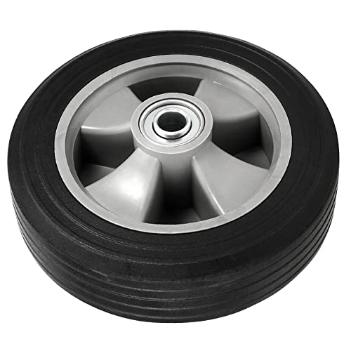 2 pack 8 inch solid rubber replacement wheels flat free hand truck tires with 5834 axle hand truck replacement wheels for cart wagons wheelbarrow dolly trolley 330 lbs max load