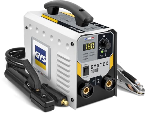 GYS, GYSTEC 180E, Estación de soldadura inverter monofásica con 2 procesos de soldadura MMA y TIG lift, Arco de fuerza, Antisticking, Hot Start, Con Maleta, Portaelectrodos, Cable de masa