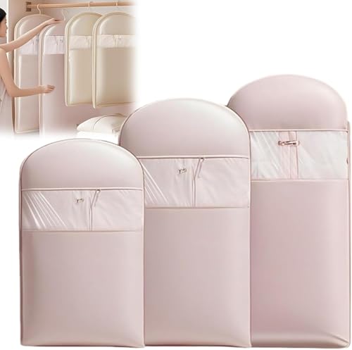 Space Saving Hanging Garment Bag with Self Compression Zipper, Dust Cover Clothes Bags for Down Coat, Winter Coat Organizers for Closet Storage
