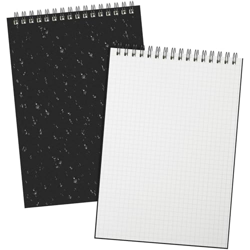Engrowtic 2 Pack Graph Paper Spiral Notebook A5,Black Plastic Cover