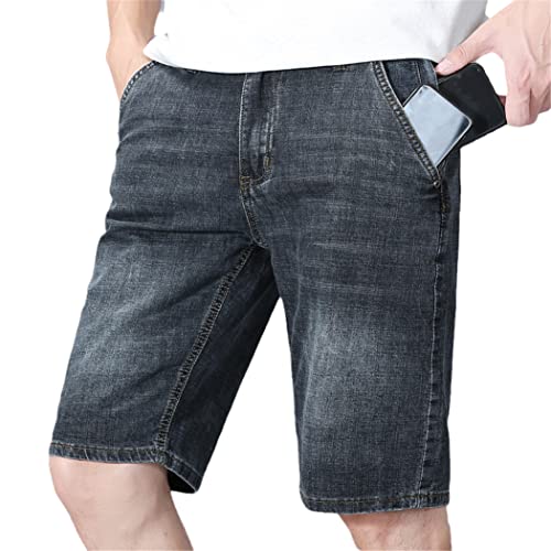 Short d'été classique homme en coton stretch bleu gris KEHAIOO